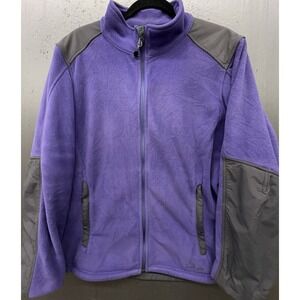 LL Bean Mountain Pro Polartec Fleece Jacket Women XL Purple Pockets Wind Resist